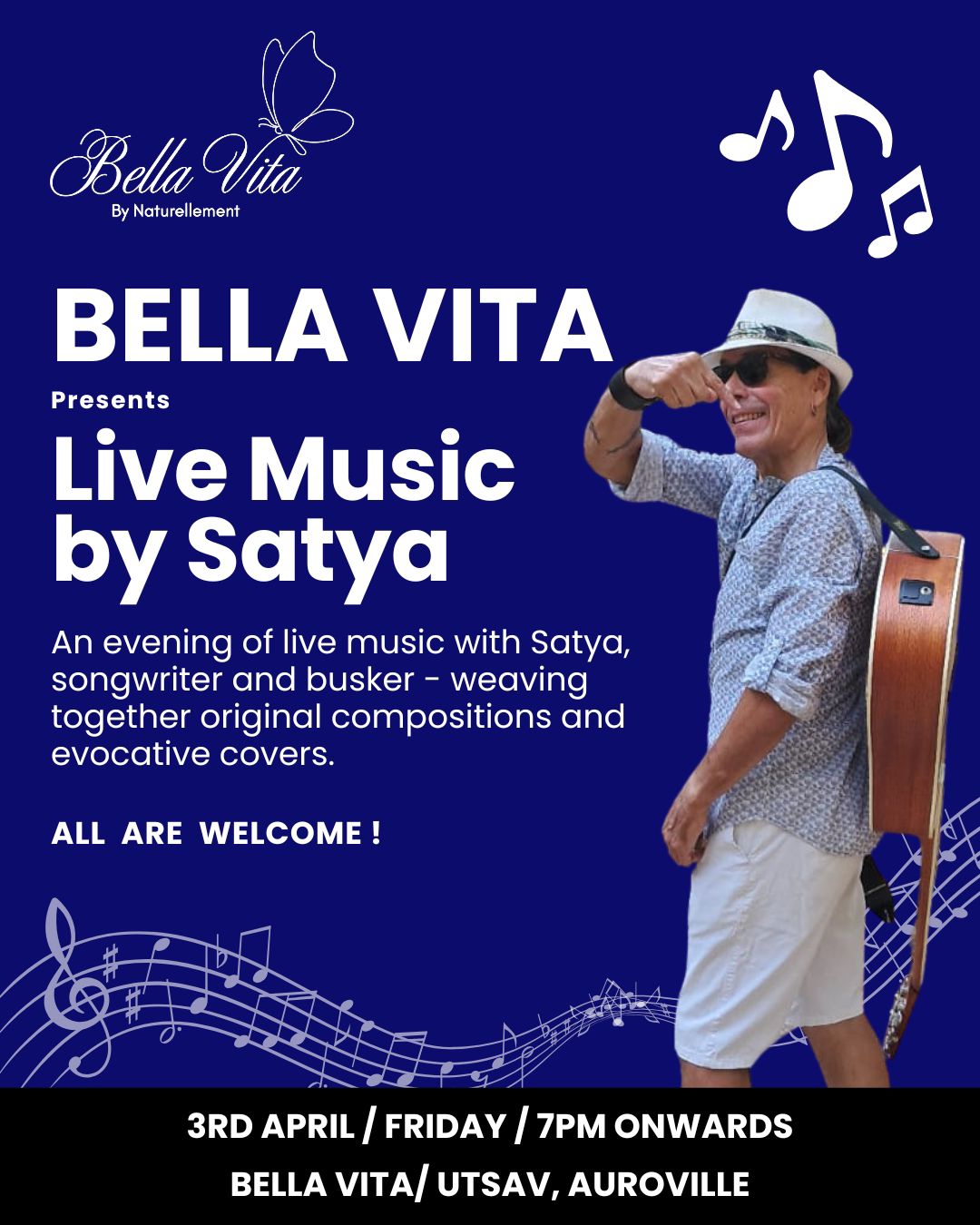 πΆ *Live Music at Bella Vita*πΆ Join us for a lovely evening of live music with Satya, songwr...