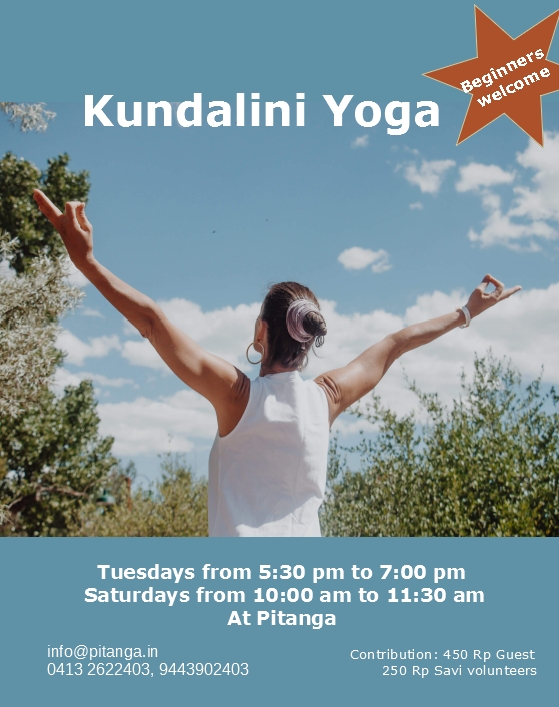 Tomorrow Kundalini yoga at Pitanga. 10:00 am - 11.30 am Beginners are welcome. Please arrive ...