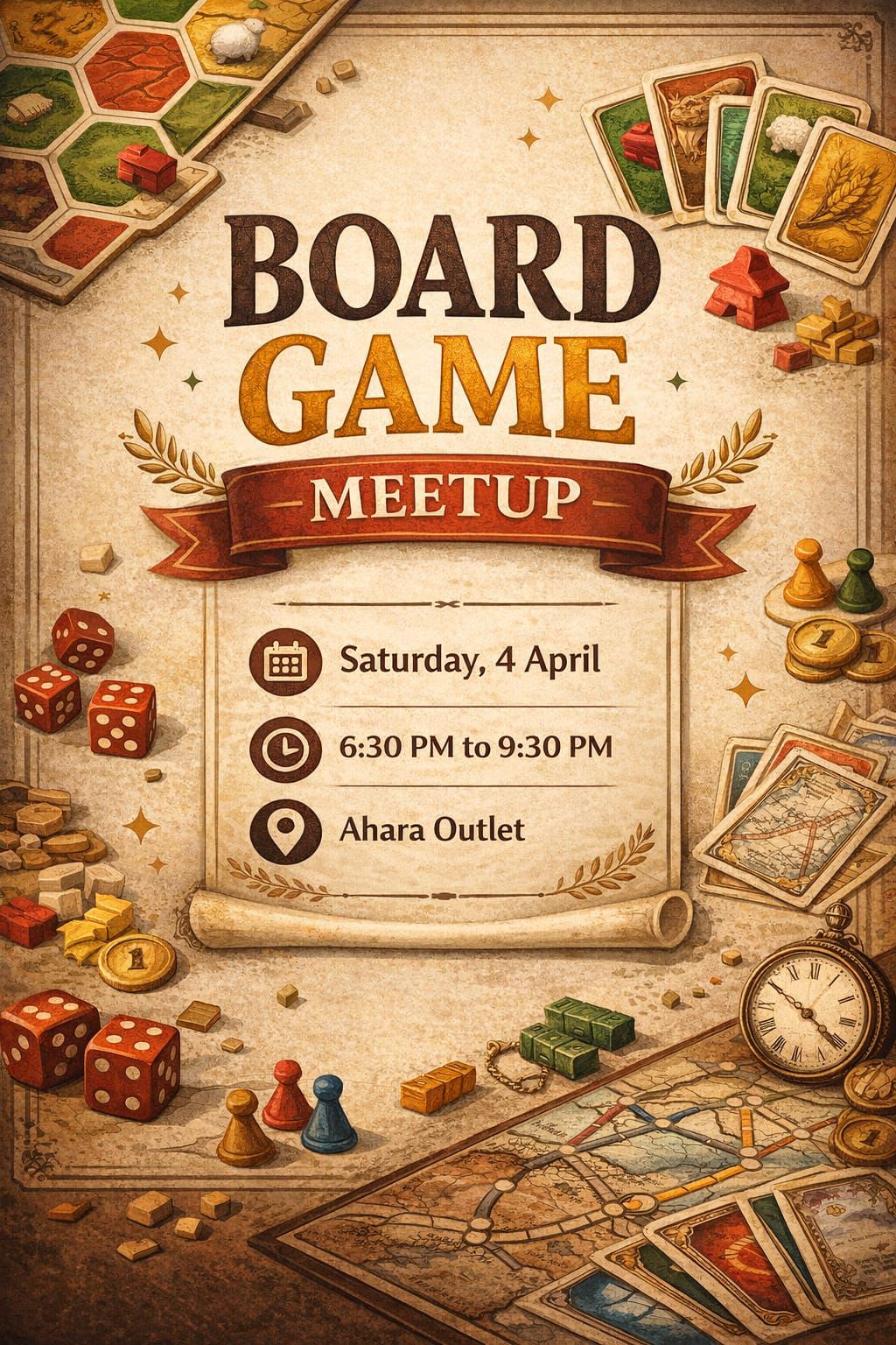 🎲 BOARD GAME MEETUP! Join us this Saturday at Ahara Outlet for board games, great conversati...