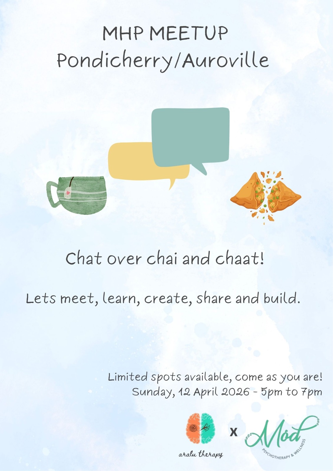 Hello, we're hosting a meet-up for MHP's in Pondicherry and Auroville on Sunday, 12 April 202...